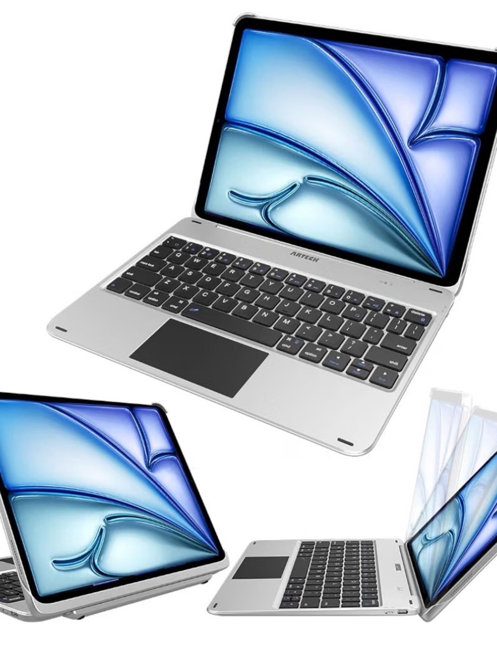 Slim Silver ipad Case with Detachable Keyboard